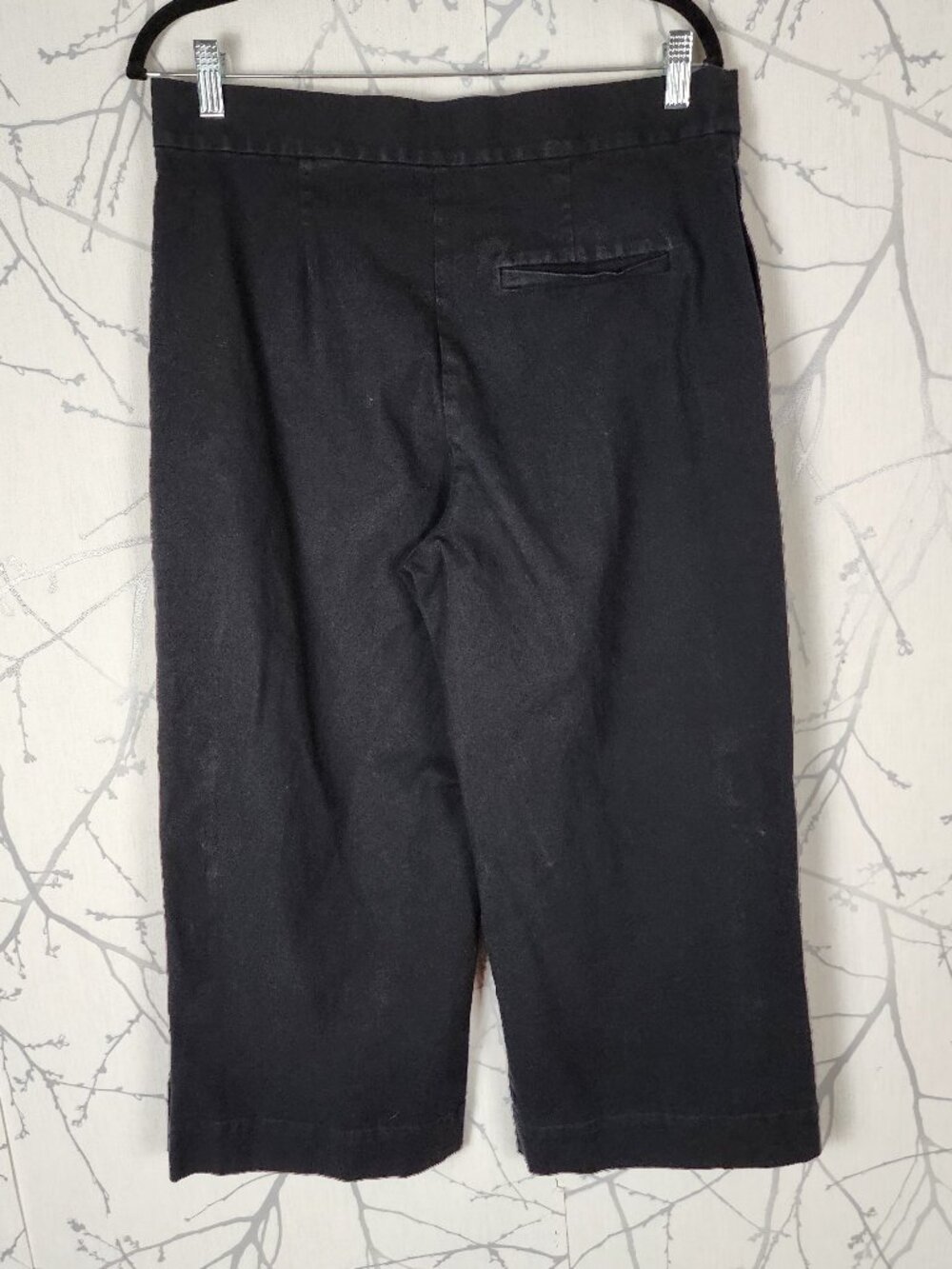 COS Black Cotton Stretch Ponte Knit Snap Side Wide Leg Crop - Picture 2 of 9